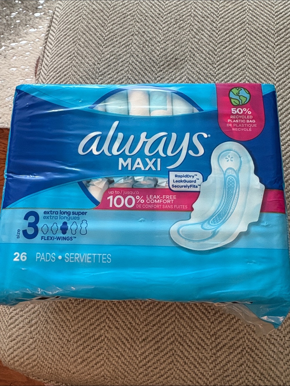 Always Maxi Pads with Flexi Wings - Size 3 - 26 Count